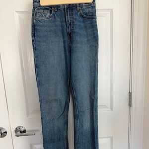 Reformation Liza Ultra High Rise Straight Jean in Icarian Wash